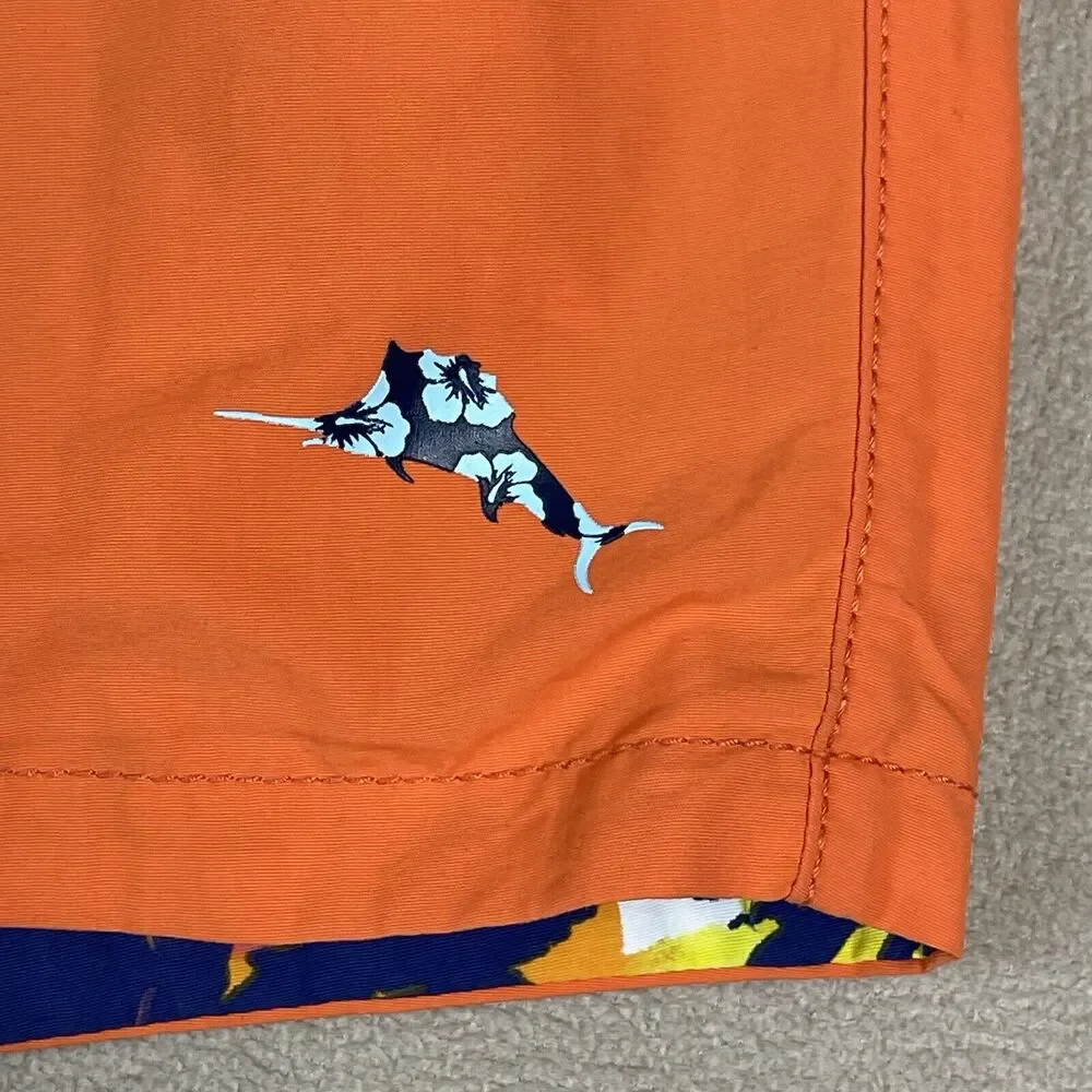 Tommy Bahama Shorts Mens Medium Orange Blue Multicolor‎ Reversable Board Short